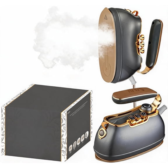 Retro Edition Duopress Handheld Garment Steamer and Iron with Ceramic Plate 1000W No Drip Steam Vertical and Horizontal Use Titanium Color