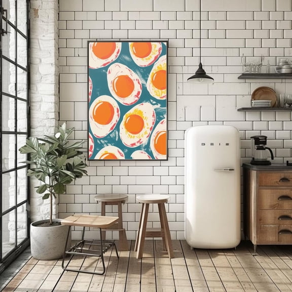 Retro Eggs Sunny Side Up Eggs Retro Eggs Rgb Poster Unframed Paper Print