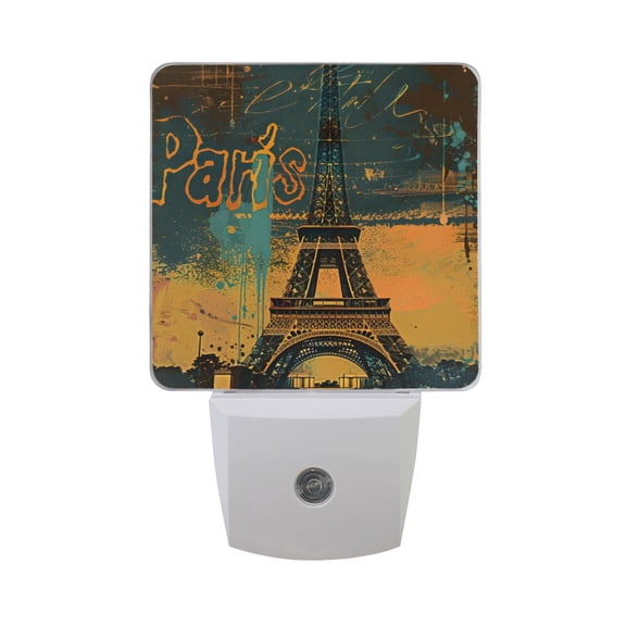 Retro Eifel Tower Night Light 2 Pack LED Nightlight Plug into Wall Dusk to Dawn Sensor Soft White