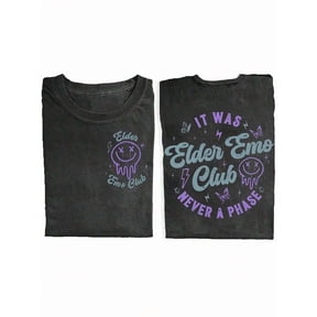 Retro Elder Emo Club Aesthetic Graphic T-Shirt Vintage Alternative Music Lover Tee It Was Never A Phase Millennial Emo Fashion Top Grunge Style Apparel