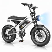Qlife Spark D1 16x4.0" Electric Bike for Adults,500W up to 20MPH Fat Tires EBike,48V 13Ah Removable Battery E Bicycle,Full Suspension,White