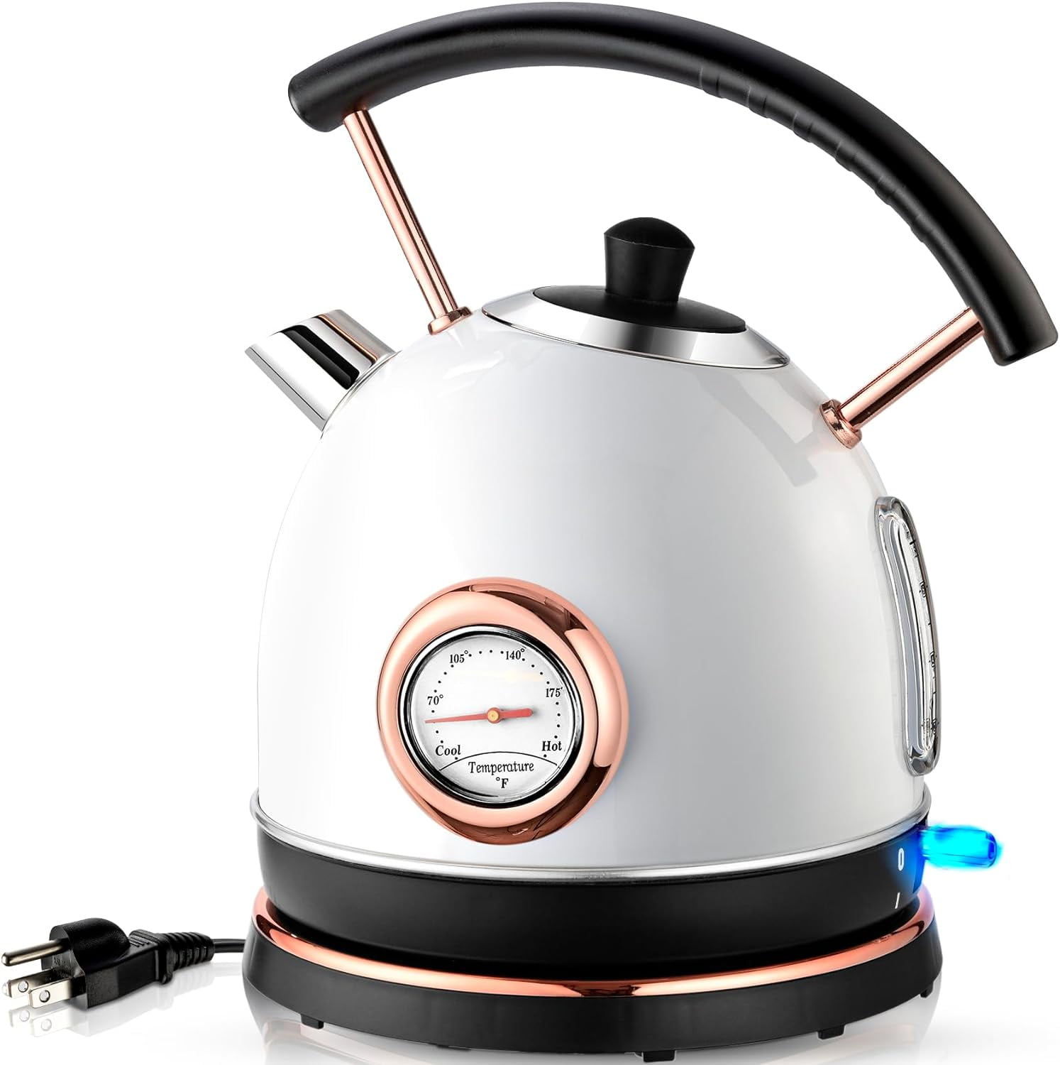 Retro Electric Kettle Stainless Steel 1.7L Tea Kettle, Hot Water Boiler