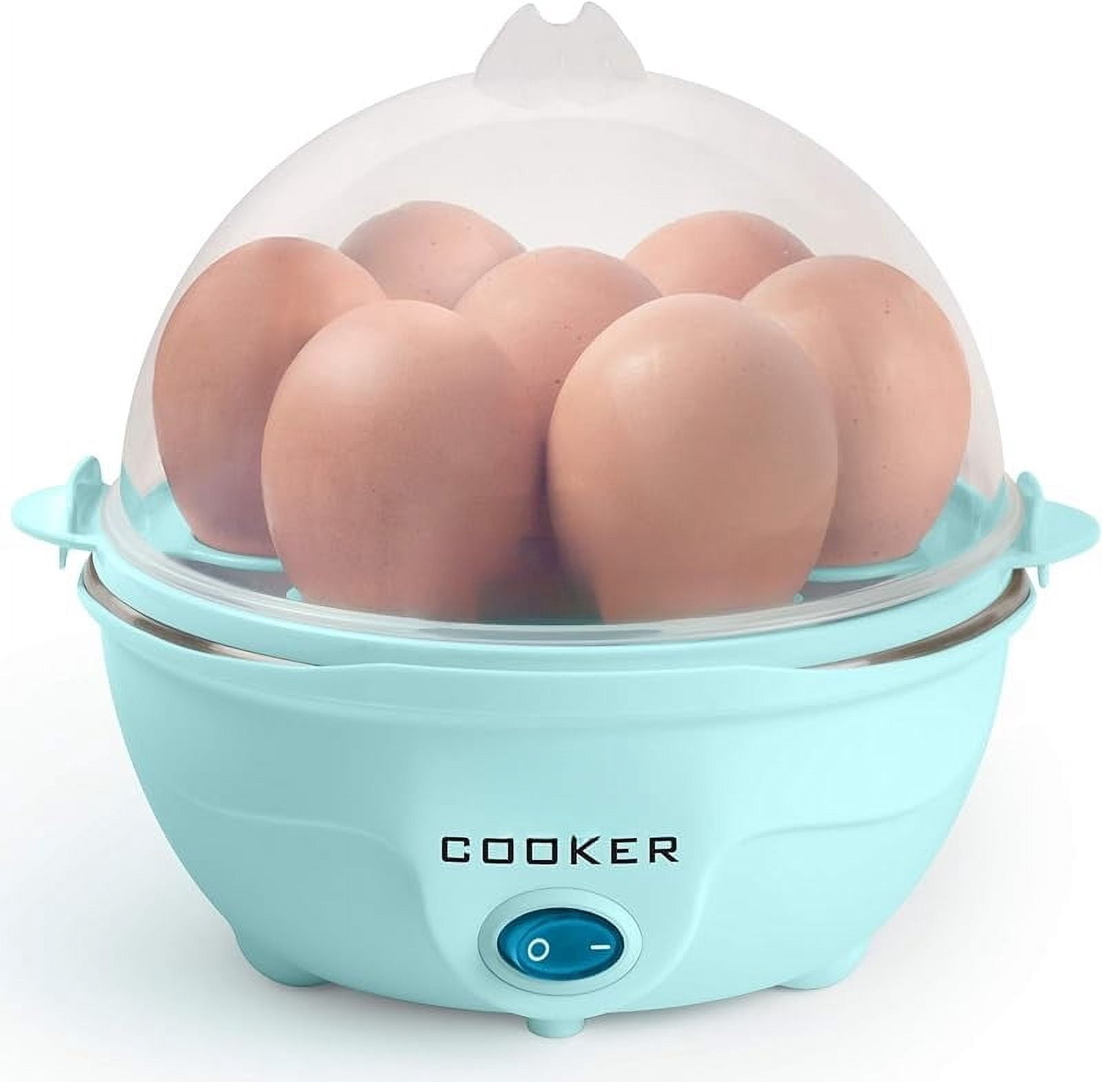 Retro Electric Large Hard-Boiled Egg Cooker, 7 Capacity, Poached, Scrambled, Omelets, Whites, Sandwiches, for Keto & Low-Carb Diets, Aqua