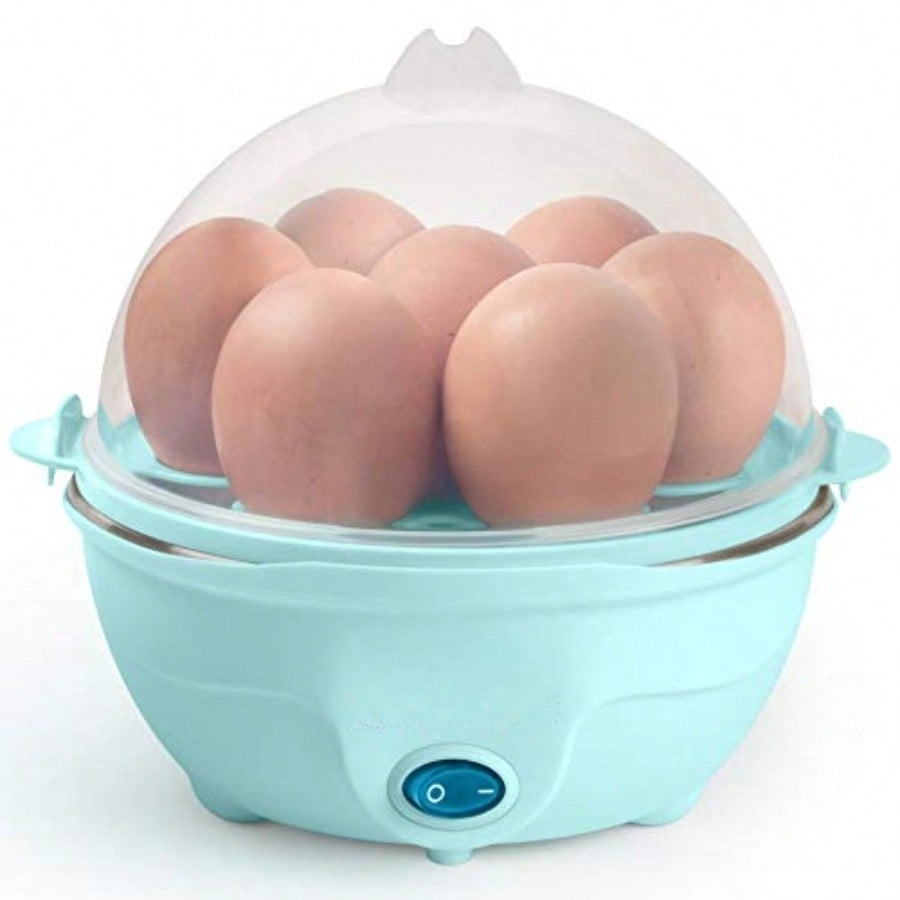 Retro Electric Large Hard-Boiled Egg Cooker 7 Capacity Poached Scrambled Omelets Whites Sandwiches for Keto and Low-Carb Diets Aqua