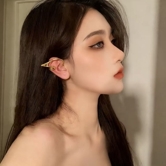 Retro Elf Flower Leaf Ear Cuff Non Pierced Ear Clip Vintage Fairy Earrings for Women Wedding Jewelry Party Costume Accessory
