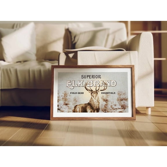 Retro Elk Hunting Wall Art, Unframed Paper Print Size 8x12