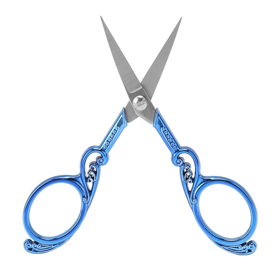 Retro Embroidery Scissors - Stainless Steel High Hardness Portable Sewing Scissors for DIY Knitting Needlework (Blue)