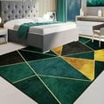 thumbnail image 1 of Retro Emerald Green Geometric Golden Lines Area Rug, Luxurious Black Gold Marble Living Room Rugs, Machine Washable Breathable Durable Carpet For Front Entrance Floor Decor 4 x 6ft, 1 of 6
