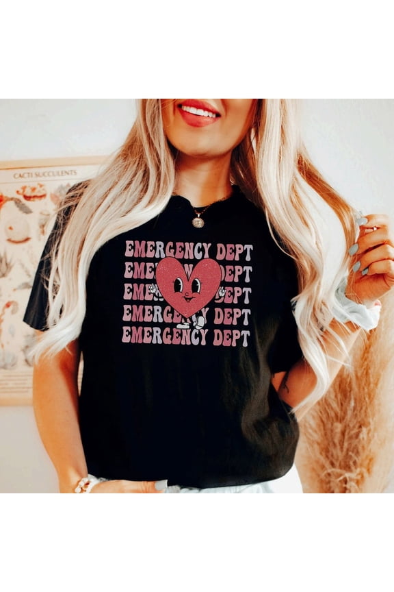 Retro Emergency Department Valentine'S Day T-Shirt, Er Ed Nurse Rn Tech Vday Shirt, Emergency Room Love Tshirt Cupid'S Favorite