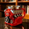 thumbnail image 1 of Retro Engine Coffee Mug,V8 Engine Coffee Mug,Stainless Steel Travel Cup,Vacuum Insulated Stainless Steel Resin Mug for Car Enthusiasts,Retro Car Lovers,Scratch-Resistant,for Garage/Road Trips(V6), 1 of 8