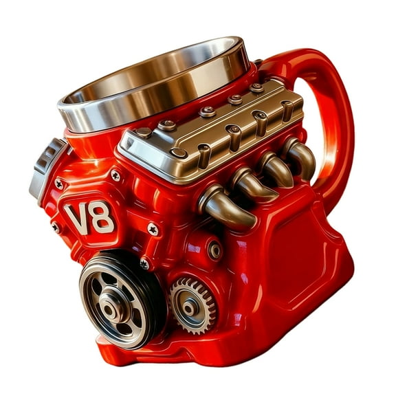 Retro Engine Design Coffee Mugs Durable Resin Nonrust Steel Lining 300ml Capacity