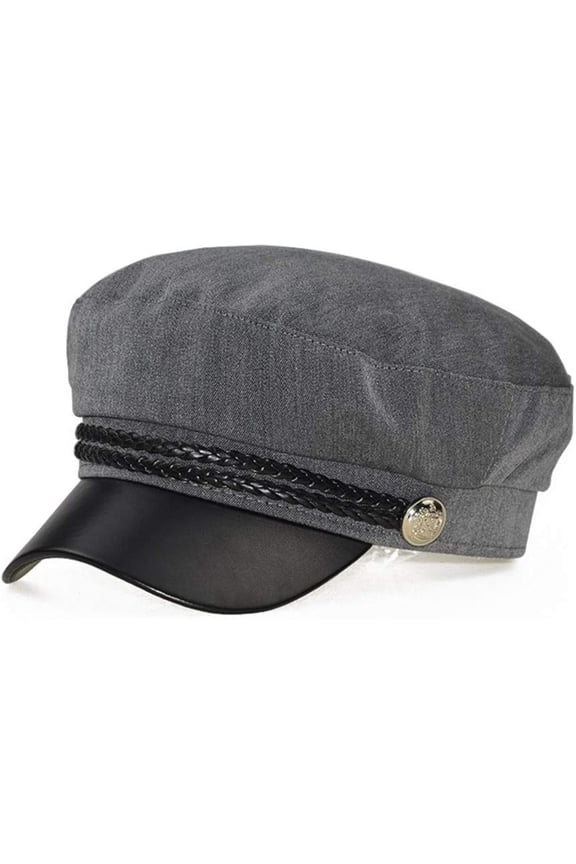 Retro England Style Ladies Womens Girls Beret Baker Boy Peaked Cap Military Hat (Grey)