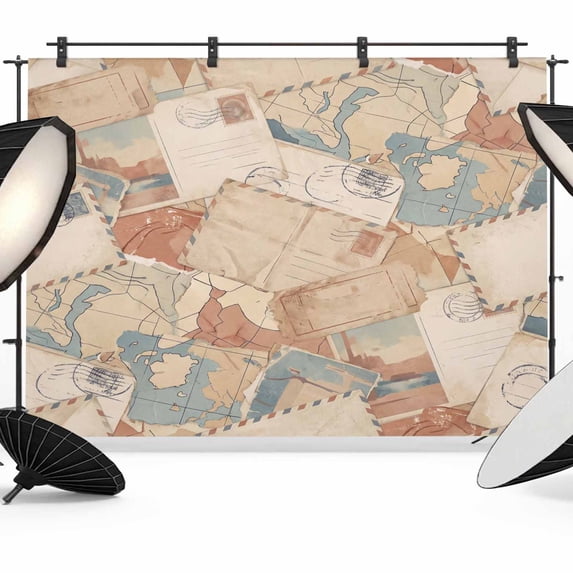 Retro Envelope Photography Backdrop 8x6FT, Travel Maps Vintage Photo ...