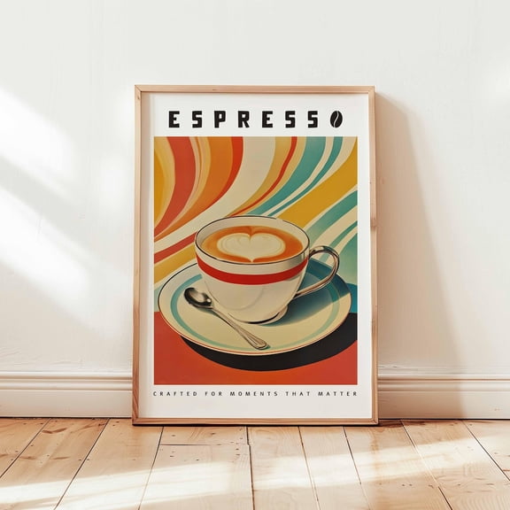 Retro Espresso Coffee Poster, Unframed Paper Poster 8x10in
