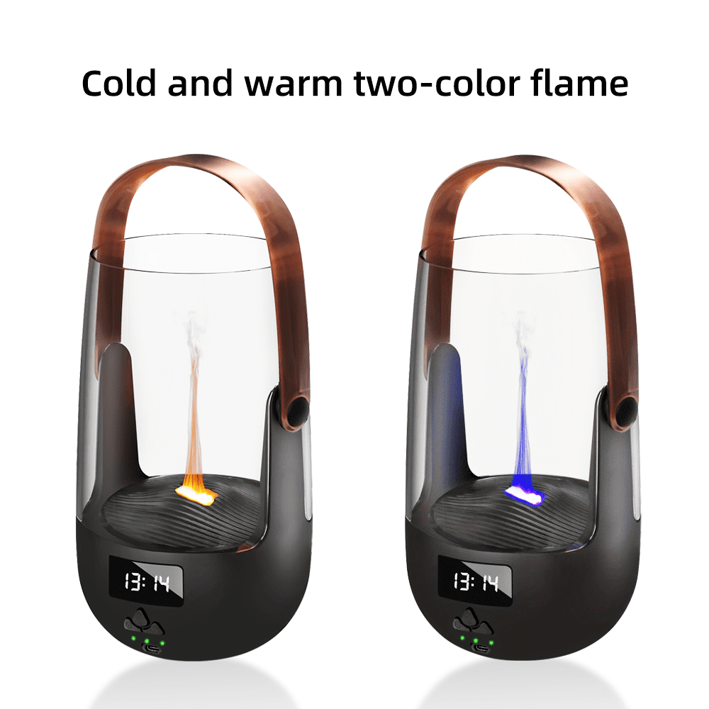 Retro Essential Oil Diffuser with Realistic Flame Effect, 200ML Humidifier, 3 Timers, Ambient Lighting & Waterless Protection