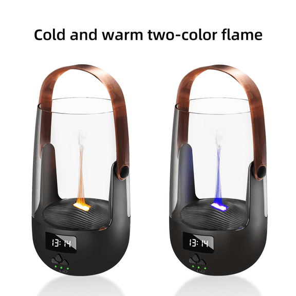 Retro Essential Oil Diffuser with Realistic Flame Effect, 200ML Humidifier, 3 Timers, Ambient Lighting & Waterless Protection