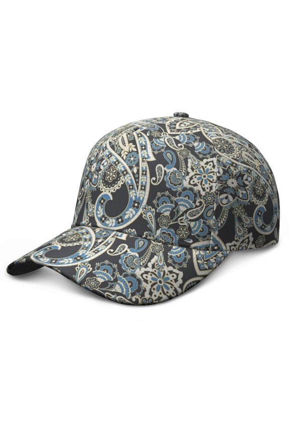 Retro Ethnic Baseball Cap – Floral Geometric Colorful Art Paisley Boho Vintage Abstract Decorative Pattern Mandala Exotic Artistic Elegant Classic Chic