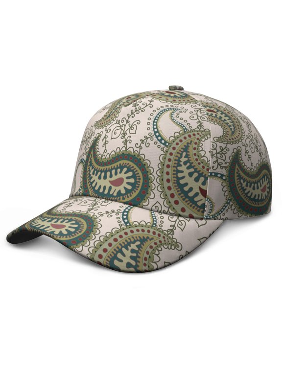 Retro Ethnic Baseball Cap – Floral Geometric Colorful Art Paisley Boho Vintage Abstract Decorative Pattern Mandala Exotic Artistic Elegant Classic Chic