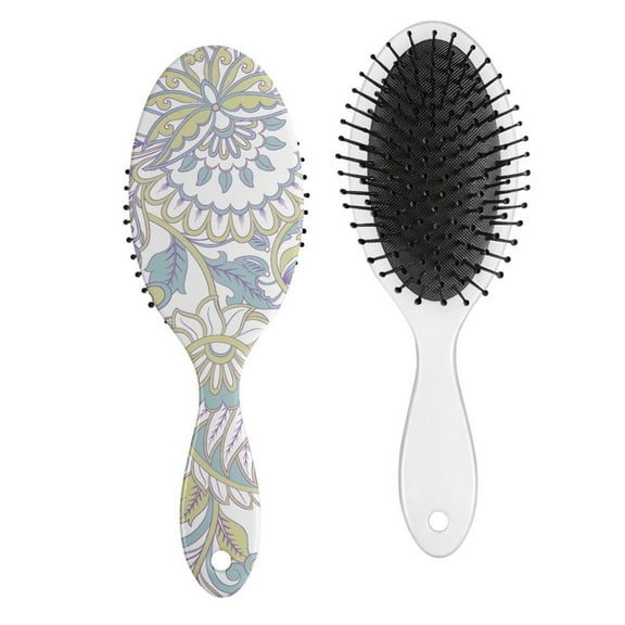 Retro Ethnic Hair Detangler Brush - Gentle Anti-Frizz Comb with Flexible Bristles, Ergonomic Design for Men & Women