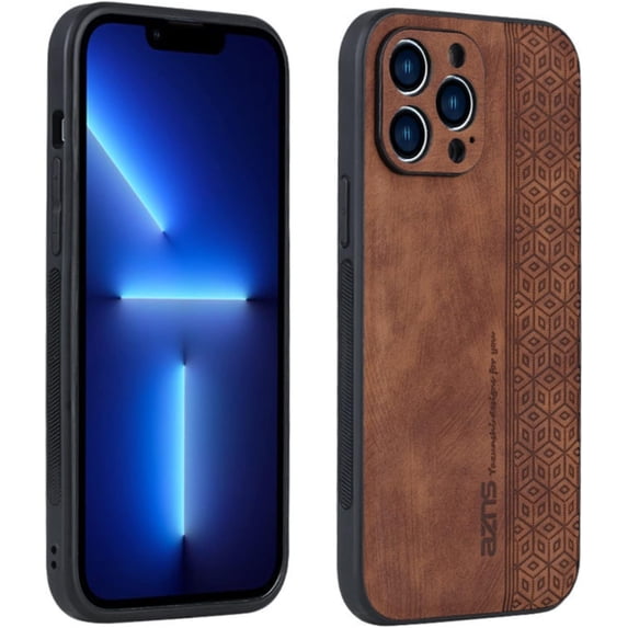 Retro Ethnic Traditional Pattern Leather Phone Case for iPhone 14 13 12 11/Pro Max/Pro/Plus Luxury Business Personality Shell Shockproof Skin-Friendly Back Cover(Brown,12)