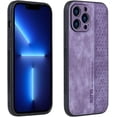 thumbnail image 1 of Retro Ethnic Traditional Pattern Leather Phone Case for iPhone X XS XR SE 8 7 Plus Max Luxury Business Personality Shell Shockproof Skin-Friendly Back Cover(Purple,XS Max), 1 of 8