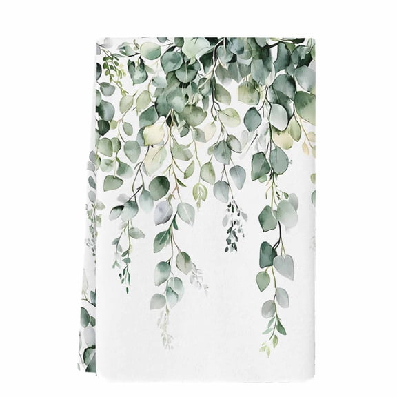Retro Eucalyptus Leaves Kitchen Towels Set of 1, Absorbent Microfiber Dish Tea Towels with Hanging Loop, Rustic Pastoral Botanical Resuable Hand Towel for Home Kitchen Cooking Cleaning 18"x28"