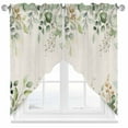 thumbnail image 1 of Retro Eucalyptus Leaves Swag Valances for Windows 2 Pack Sage Green Leaf Summer Plants Linen Swag Kitchen Curtains 63 Inches Long Rod Pocket Short Window Treatment for Kitchen Bathroom 36"x63", 1 of 8