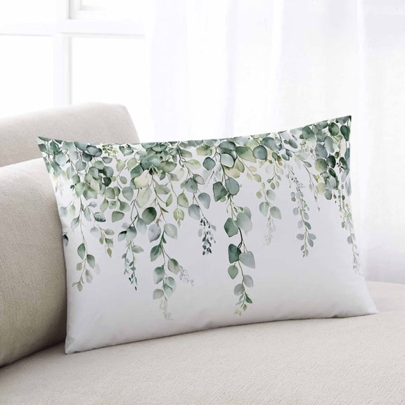 Retro Eucalyptus Leaves Throw Pillow Covers, Rustic Pastoral Botanical Soft Breathable Pillow Cases with Invisible Zipper for Sleeping, Standard Pillowcases for Couch Bed Sofa Chair 20x26 Inches