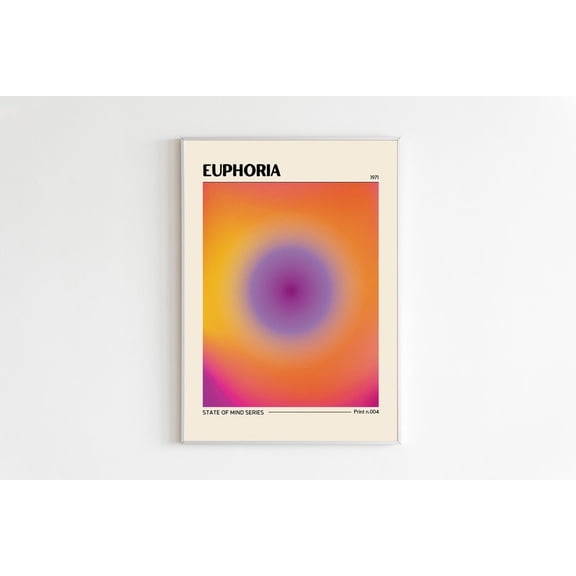 Retro Euphoria Poster, Gradient Poster, Affirmation Poster, Retro Feeling Gradient, Aesthetic Dorm Decor, Psychedelic Wall Art, Modern Wall Decor, 24x36 UNFRAMED