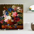 thumbnail image 1 of Retro European Flowers Bath Curtain Waterproof Fabric Shower Curtain With 12 Bathtub Screen for Bathroom Home Decorate, 1 of 5