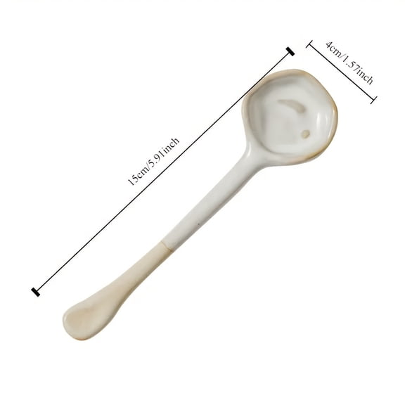 Retro European Style Ceramic Coffee Spoon, Heat-Resistant Stirring Spoon for Coffee, Salad, Soup, Perfect for Kitchen, Dormitory, Restaurant, Great Holiday Gifts for Christmas, Thanksgiving, New Year