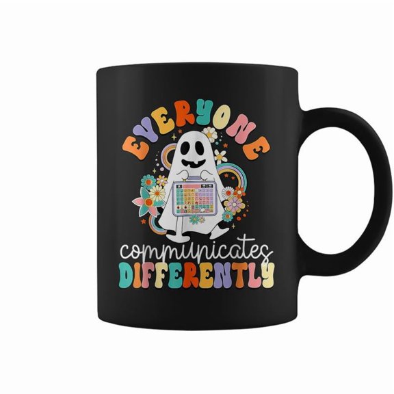Retro Everyone Communicate Differently Slp Ghost Halloween Coffee Mugs
