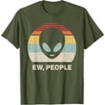 thumbnail image 1 of Retro Ew, People Alien Vintage Unisex T-Shirt for Men Women Kids,Military Green Color,Size 2XL, 1 of 5