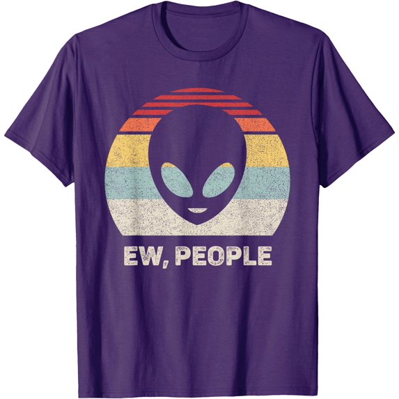 Retro Ew, People Alien Vintage Unisex T-Shirt for Men Women Kids,Purple Color,Size M
