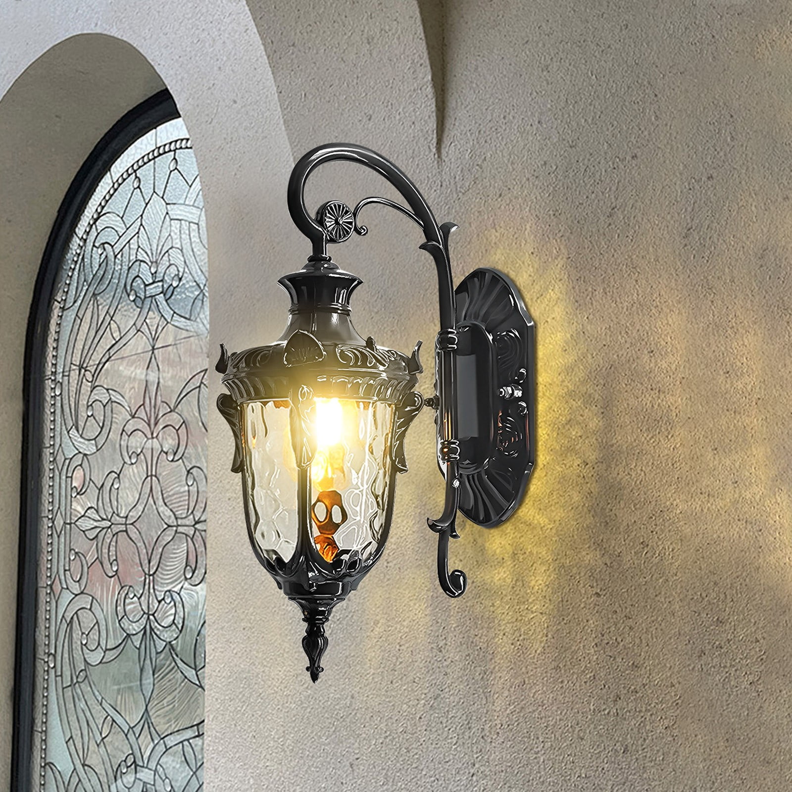 Retro Exterior Wall Light Sconce Outdoor Patio Porch Lamp Lantern Fixture Black for Front Door,Hallways