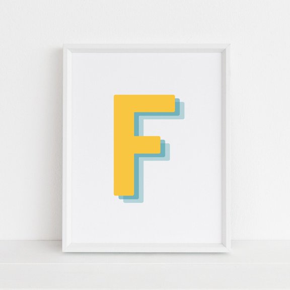 Retro F Letter Print Monogram Letter Print Alphabet Print Baby Lnitial Wall Print Downloads Wall Art