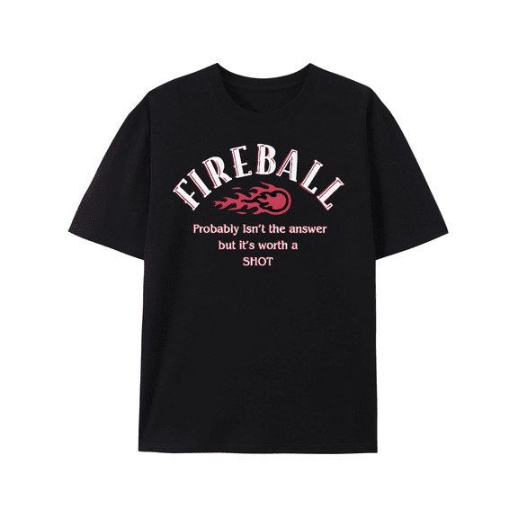 Retro "FIREBALL" Graphic Men's T-Shirt - Soft, Breathable 100% Cotton, Casual Streetwear with Unique Flame Design, Perfect for Summer Outings & Sports
