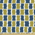 thumbnail image 1 of Retro Fabric by the Yard, Bicolour Wavy Squares in Symmetric Textured Vintage Graphic Pattern, Decorative Upholstery Fabric for Sofas and Home Accents, Dark Khaki Night Blue by Ambesonne, 1 of 5