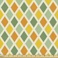 thumbnail image 1 of Ambesonne Retro Fabric by the Yard Upholstery, Classic Checkered Striped, 1 Yard, Marigold Green Cream, 1 of 5