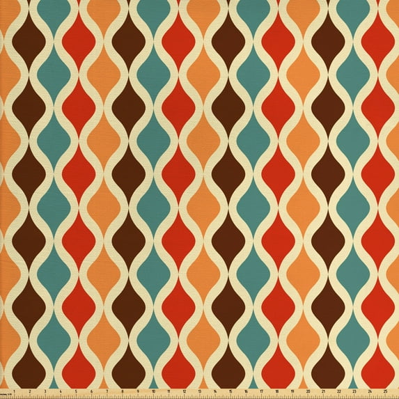 Ambesonne Retro Fabric by the Yard Upholstery, Funky Different Forms, 10 Yards, Multicolor