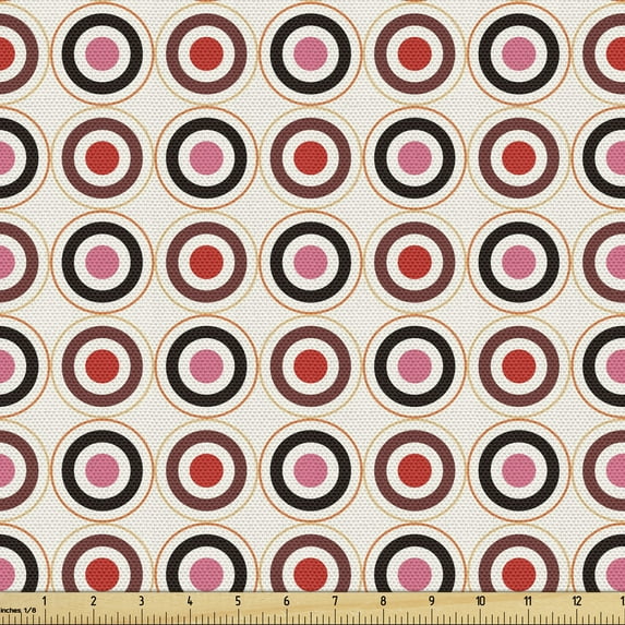 Ambesonne Geometric Fabric by the Yard Upholstery, Circles Geometrical Art, 1 Yard, Multicolor