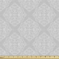 thumbnail image 1 of Ambesonne Retro Fabric by the Yard Upholstery, Grey Curlicue Floral Ornament, 5 Yards, Pale Grey and White, 1 of 5