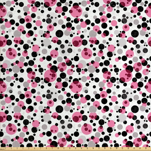 Ambesonne Retro Fabric by the Yard Upholstery, Grunge Spotty Pattern, 5 Yards, Multicolor