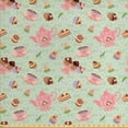 thumbnail image 1 of Retro Fabric by the Yard, Retro Style Tea Cups Royal Themed British Tea Time Inspired Image Abstract Backdrop, Upholstery Fabric for Dining Chairs Home Decor Accents, Multicolor by Ambesonne, 1 of 4