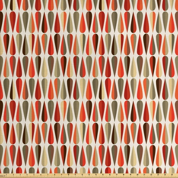 Ambesonne Geometric Fabric by the Yard Upholstery, 70s Retro Style, 2 Yards, Multicolor