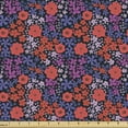 thumbnail image 1 of Retro Fabric by the Yard Upholstery, Botanical Meadow Blossoms Flourishing Spring Petals Poppy Violets, Decorative Fabric for DIY and Home Accents, Charcoal Grey and Multicolor by Ambesonne, 1 of 5