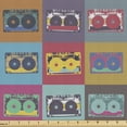 thumbnail image 1 of Ambesonne Retro Fabric by the Yard Upholstery, Audio Cassettes in Squares, 1 Yard, Multicolor, 1 of 5
