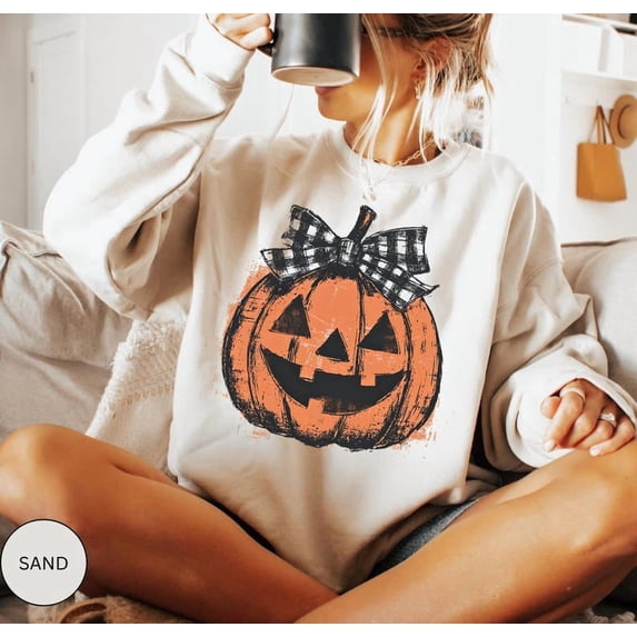 Retro Fall Pumpkin Sweatshirt, Cute Halloween Sweatshirt, Gift For Her