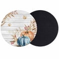 thumbnail image 1 of Retro Fall Wheat Coasters Set of 2, Absorbent Coasters for Drinks, Thanksgiving Pumpkin Leaves Wood Grain Coaster for Desk Coffee Table Protection, Home Decor House Warming Gifts 4", 1 of 8