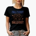 thumbnail image 1 of Retro Fall's Out Balls Out, Football & Pumpkin Art, Fall Merch Gift, Black T-Shirt, Large, 1 of 5
